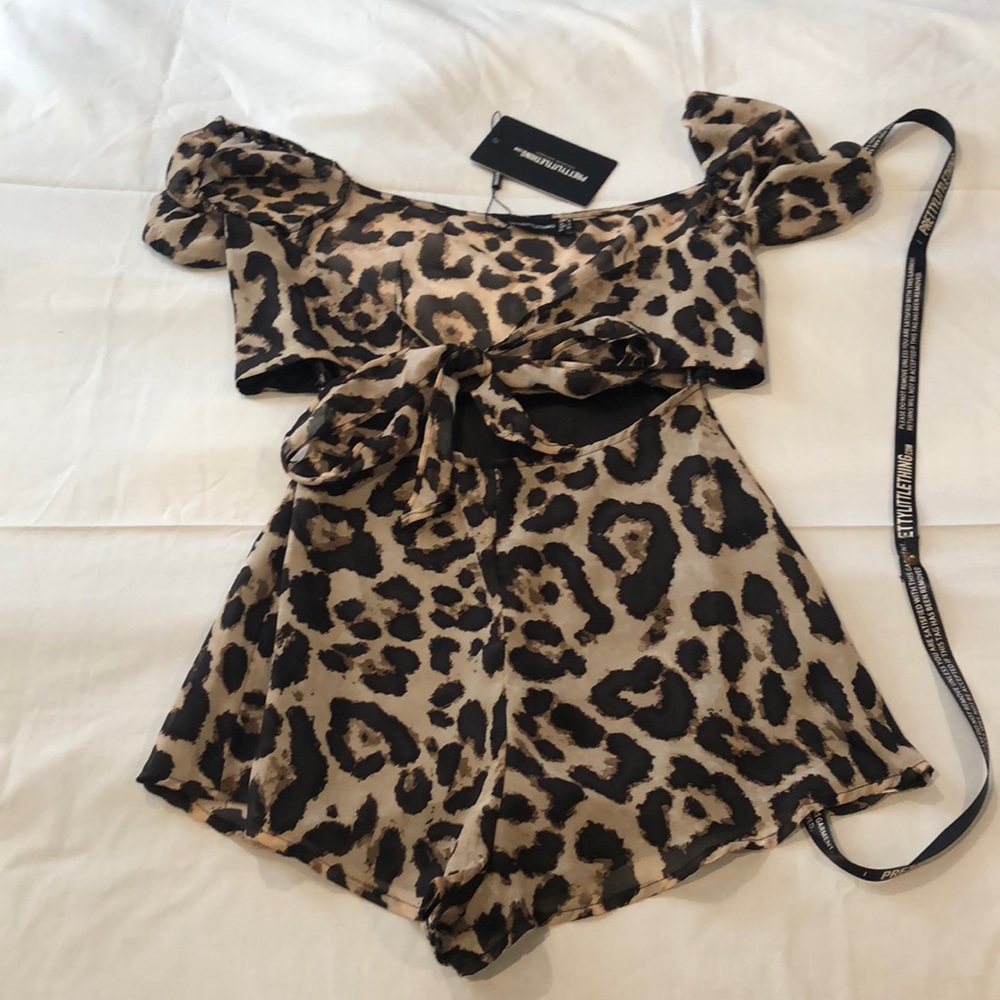 PrettyLittleThing Leopard Romper Size 0